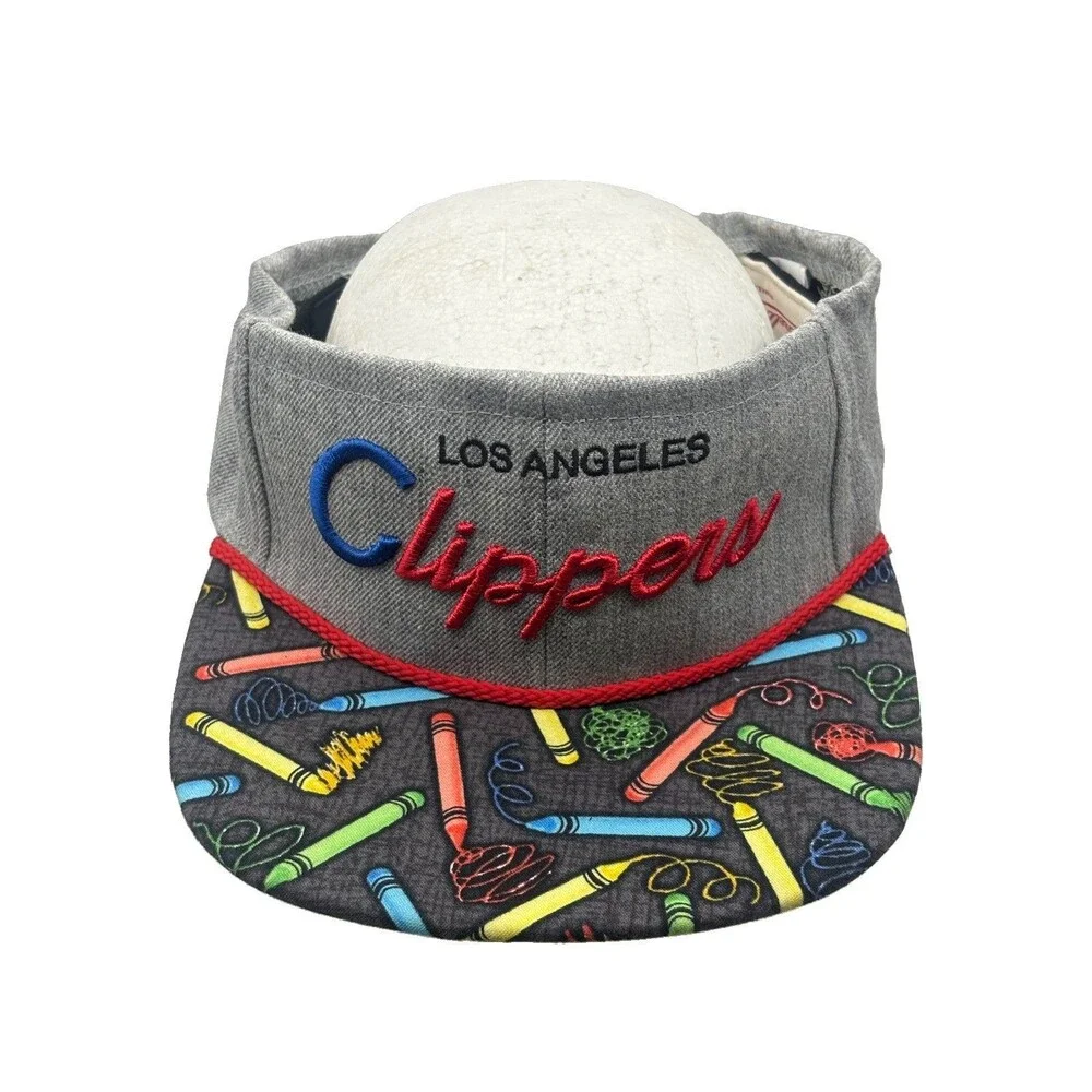 Los Angeles Clippers Mitchell Ness Visor Hat Crayon Pattern Gray Red